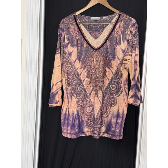 Avenue Paisley Rhinestone Top Women's‎ Y2K Whimsigoth Fairy Velvet Purple - Picture 2 of 10